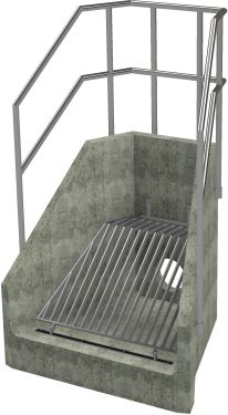 H6C B Headwall - 300mm ID pipe - 100mm Invert Level + Cranked Grating + 3 Sided Kee Klamp render