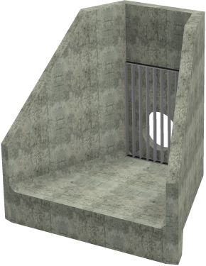 H6C B Headwall - 375mm ID pipe - 100mm Invert Level + Close Coupled Grating render