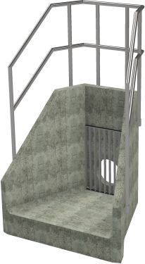 H6C B Headwall - 375mm ID pipe - 100mm Invert Level + Close Coupled Grating + 3 Sided Kee Klamp render