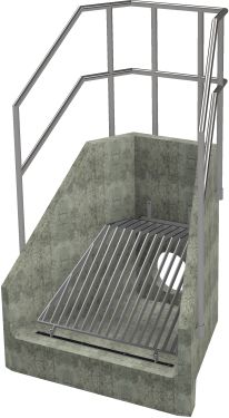H6C B Headwall - 375mm ID pipe - 100mm Invert Level + Cranked Grating + 3 Sided Kee Klamp render
