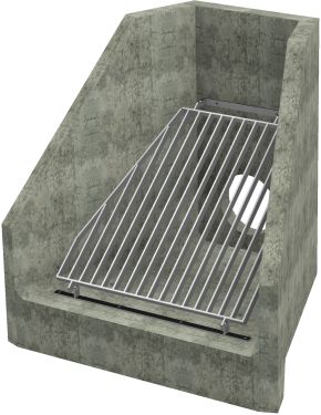 H6C B Headwall - 375mm ID pipe - 100mm Invert Level + Sloped Grating render
