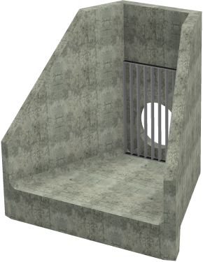 H6C B Headwall - 450mm ID pipe - 100mm Invert Level + Close Coupled Grating render