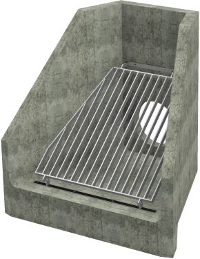 H6C B Headwall - 450mm ID pipe - 100mm Invert Level + Sloped Grating render