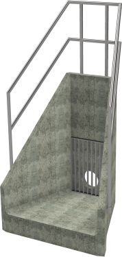 H6C C Headwall - 300mm ID pipe - 100mm Invert Level + Close Coupled Grating + 3 Sided Kee Klamp render