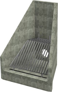H6C C Headwall - 300mm ID pipe - 100mm Invert Level + Cranked Grating render