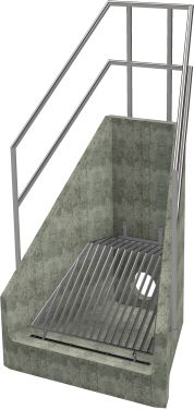 H6C C Headwall - 300mm ID pipe - 100mm Invert Level + Cranked Grating + 3 Sided Kee Klamp render