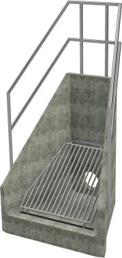 H6C C Headwall - 300mm ID pipe - 100mm Invert Level + Sloped Grating + 3 Sided Kee Klamp render