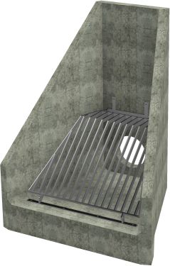 H6C C Headwall - 375mm ID pipe - 100mm Invert Level + Cranked Grating render
