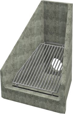 H6C C Headwall - 375mm ID pipe - 100mm Invert Level + Sloped Grating render