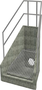 H6C C Headwall - 375mm ID pipe - 100mm Invert Level + Sloped Grating + 3 Sided Kee Klamp render