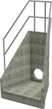 H6C C Headwall - 450mm ID pipe - 100mm Invert Level + 3 Sided Kee Klamp render