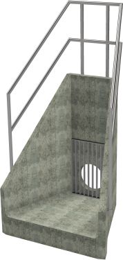 H6C C Headwall - 450mm ID pipe - 100mm Invert Level + Close Coupled Grating + 3 Sided Kee Klamp render