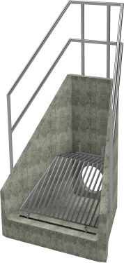 H6C C Headwall - 450mm ID pipe - 100mm Invert Level + Cranked Grating + 3 Sided Kee Klamp render