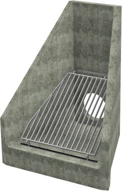 H6C C Headwall - 450mm ID pipe - 100mm Invert Level + Sloped Grating render
