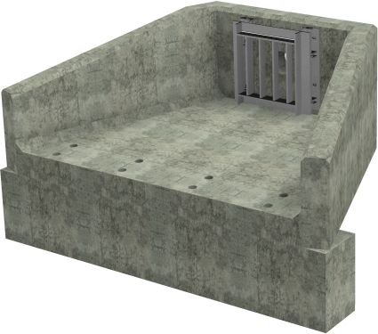 SFA10 A Headwall - 150mm ID pipe - 225mm Invert Level + 450 x 300mm Toe + Sfa1 300 Outfall Safety Grille render